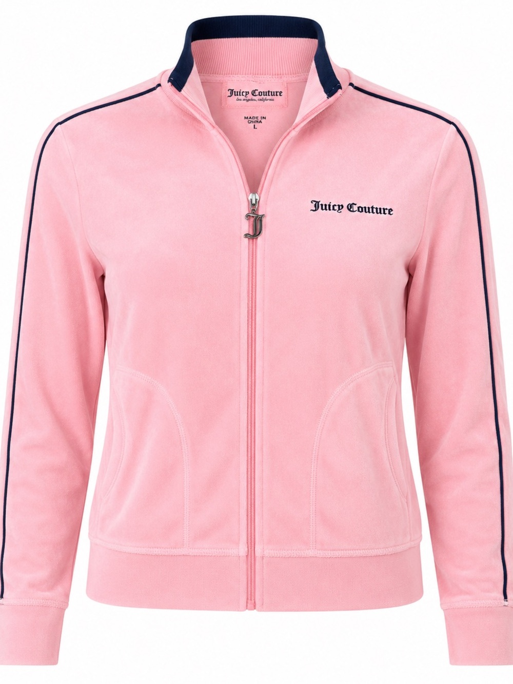 Juicy Couture Velour Track Jacket Pink Full Zip Juicy Anyone? Womens L NWT
